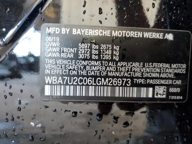 WBA7U2C06LGM26973 - 2020 BMW 750 XI BLACK photo 12