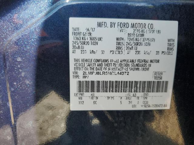 2LMPJ8LR5HBL44972 - 2017 LINCOLN MKX RESERVE أزرق صورة 13