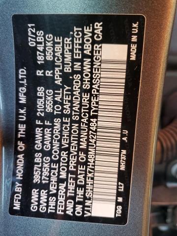 SHHFK7H48MU427484 - 2021 HONDA CIVIC SPORT GRAY photo 12