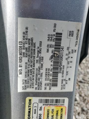 3FA6P0H93DR311541 - 2013 FORD FUSION SE Gümüş foto 13