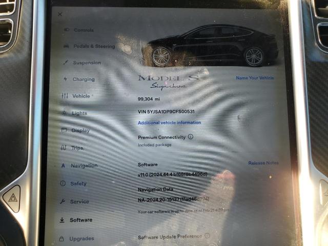 5YJSA1DP9CFS00531 - 2012 TESLA MODEL S BLACK photo 9