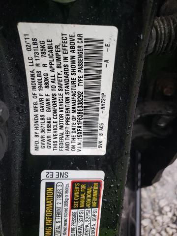 19XFA1F63BE038292 - 2011 HONDA CIVIC LX-S Noir photo 12