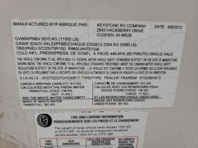 4YDT32321D1530617 - 2013 KEYSTONE SPRINTER TWO TONE photo 10