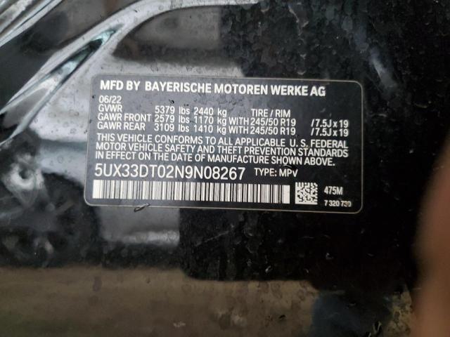 5UX33DT02N9N08267 - 2022 BMW X4 XDRIVE30I BLACK photo 13