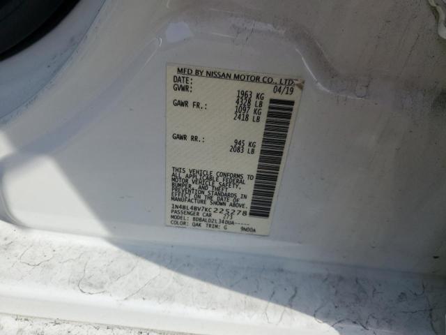 1N4BL4BV7KC225278 - 2019 NISSAN ALTIMA S WHITE photo 13