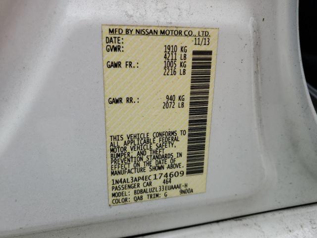 1N4AL3AP4EC174609 - 2014 NISSAN ALTIMA 2.5 WHITE photo 13