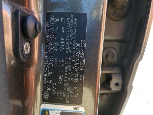 KNAGH4A81A5452608 - 2010 KIA OPTIMA EX GRAY photo 12