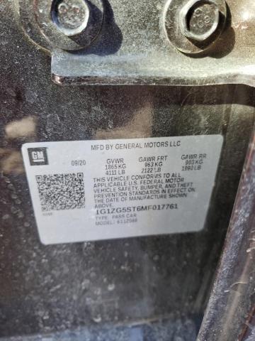 1G1ZG5ST6MF017761 - 2021 CHEVROLET MALIBU RS 勃艮第红 照片 12