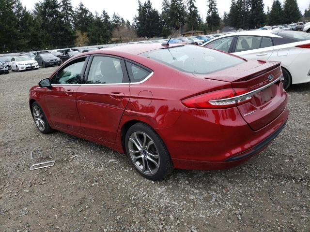 3FA6P0H74HR408655 - 2017 FORD FUSION SE RED photo 2