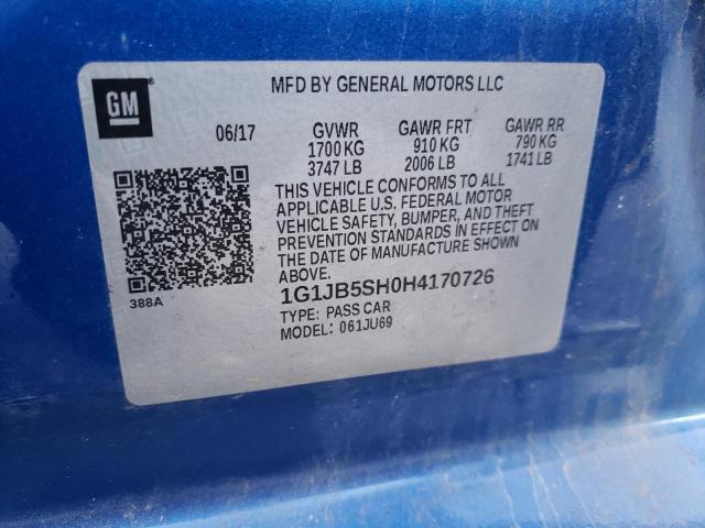 1G1JB5SH0H4170726 - 2017 CHEVROLET SONIC LS BLUE photo 13