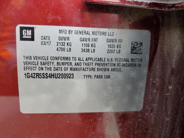 1G4ZR5SS4HU200923 - 2017 BUICK LACROSSE PREMIUM RED photo 13