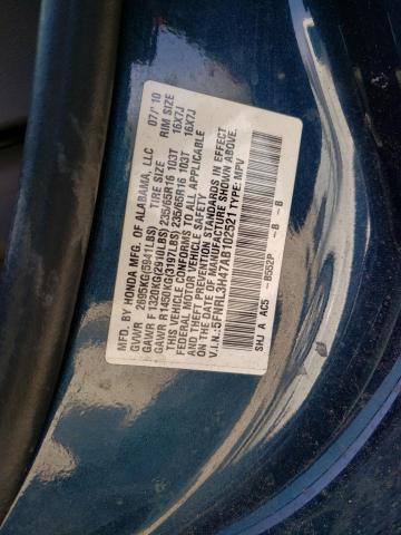 5FNRL3H47AB102521 - 2010 HONDA ODYSSEY EX BLUE photo 13