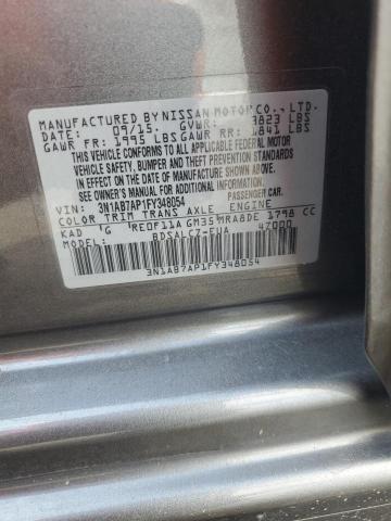 3N1AB7AP1FY348054 - 2015 NISSAN SENTRA S GRAY photo 12