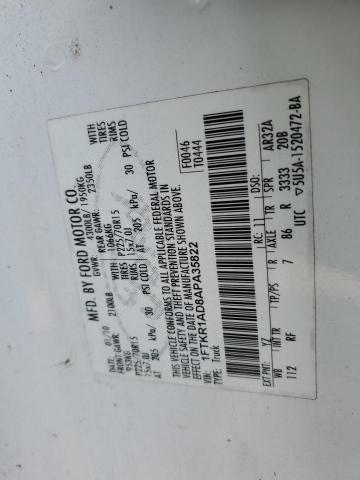 1FTKR1AD8APA35822 - 2010 FORD RANGER WHITE photo 12