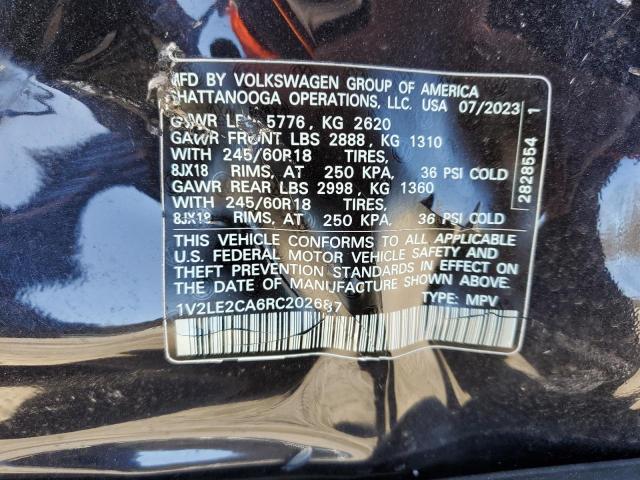 1V2LE2CA6RC202687 - 2024 VOLKSWAGEN ATLAS CROS SE Noir photo 13