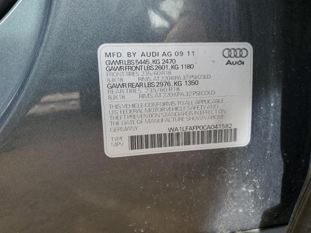 WA1LFAFP0CA041582 - 2012 AUDI Q5 PREMIUM PLUS GRAY photo 13