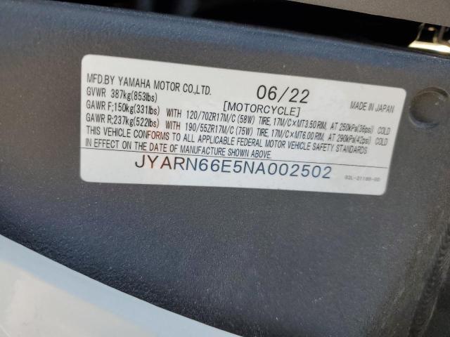 JYARN66E5NA002502 - 2022 YAMAHA YZFR1 WHITE photo 9