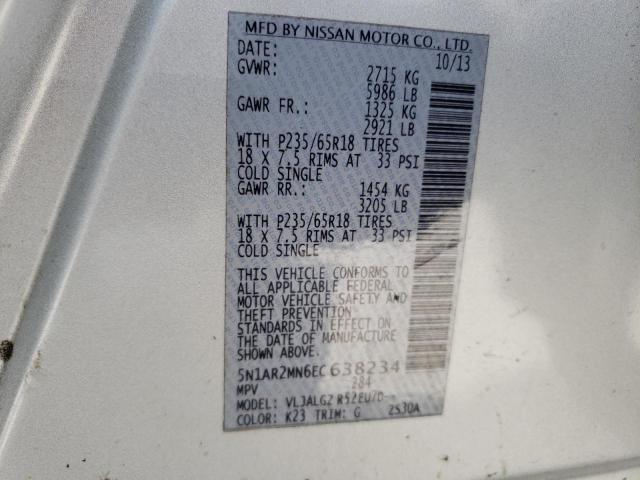5N1AR2MN6EC638234 - 2014 NISSAN PATHFINDER S 银色 照片 13