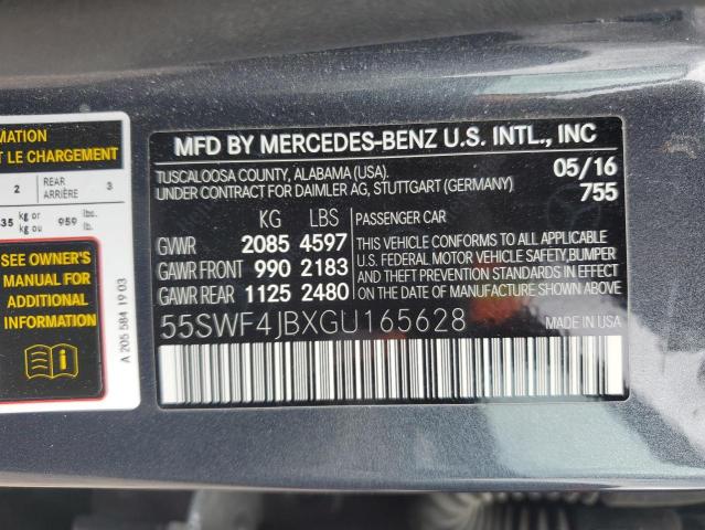 55SWF4JBXGU165628 - 2016 MERCEDES-BENZ C 300 GRAY photo 12