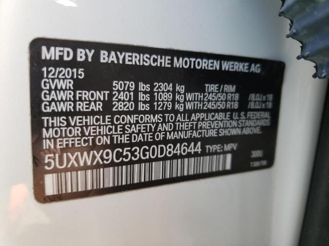 5UXWX9C53G0D84644 - 2016 BMW X3 XDRIVE28I WHITE photo 14