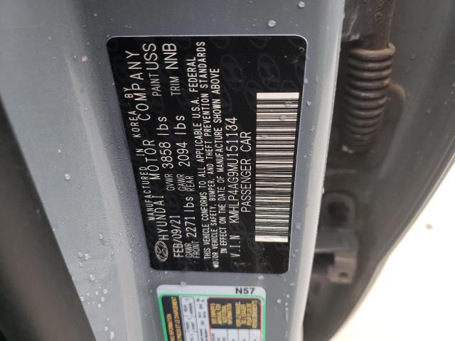 KMHLP4AG9MU151134 - 2021 HYUNDAI ELANTRA LIMITED GRAY photo 12