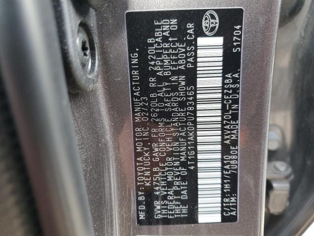 4T1G11AK0PU783465 - 2023 TOYOTA CAMRY SE NIGHT SHADE GRAY photo 12
