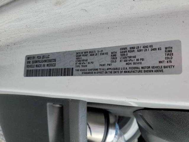3C6MRVJG4ME550726 - 2021 RAM PROMASTER 3500 HIGH 白色 照片 13