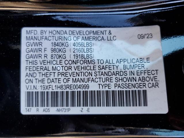 19XFL1H83RE004999 - 2024 HONDA CIVIC SPORT TOURING BLACK photo 12