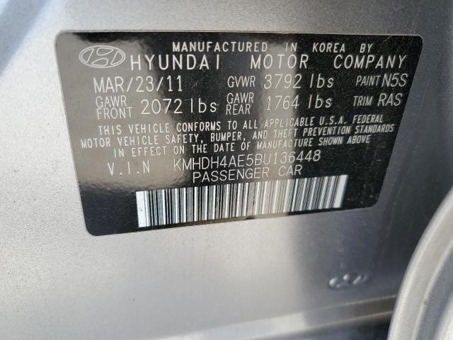 KMHDH4AE5BU136448 - 2011 HYUNDAI ELANTRA GLS SILVER photo 12