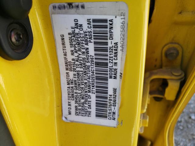 2T1KR32E54C172867 - 2004 TOYOTA COROLLA MA XR YELLOW photo 12