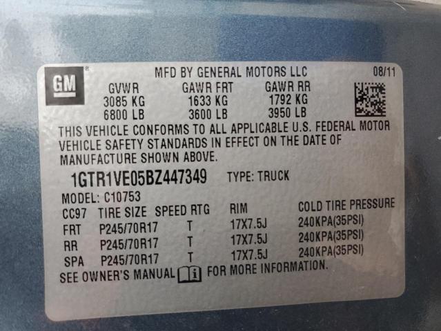 1GTR1VE05BZ447349 - 2011 GMC SIERRA C1500 SLE BLUE photo 13