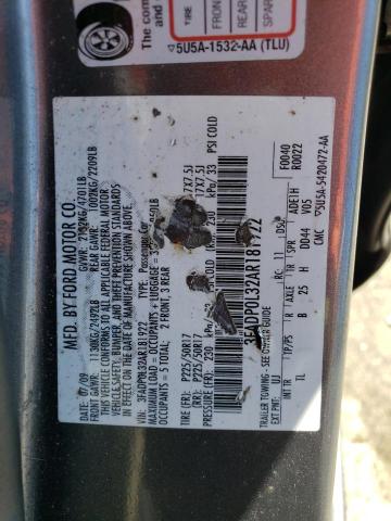 3FADP0L32AR181922 - 2010 FORD FUSION HYBRID CHARCOAL photo 12