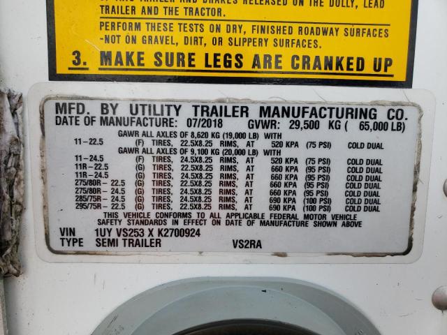 1UYVS253XK2700924 - 2019 UTILITY TRAILER Ağ foto 10