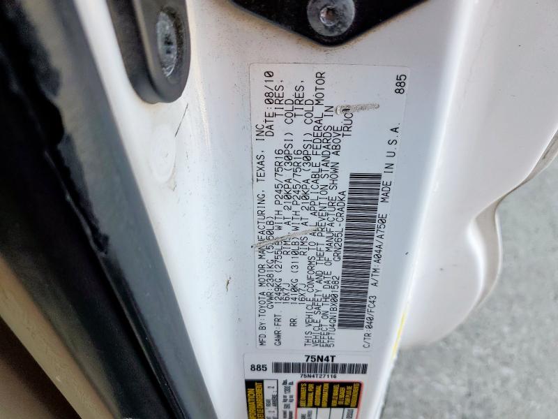 5TFTU4GN1BX001582 - 2011 TOYOTA TACOMA PRERUNNER ACCESS CAB WHITE photo 13