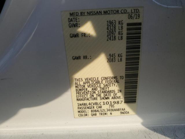 1N4BL4CV8LC101987 - 2020 NISSAN ALTIMA SR WHITE photo 13