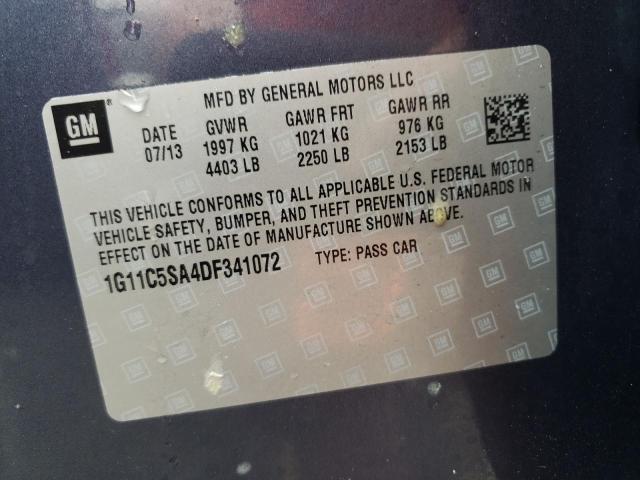 1G11C5SA4DF341072 - 2013 CHEVROLET MALIBU 1LT 蓝色 照片 13