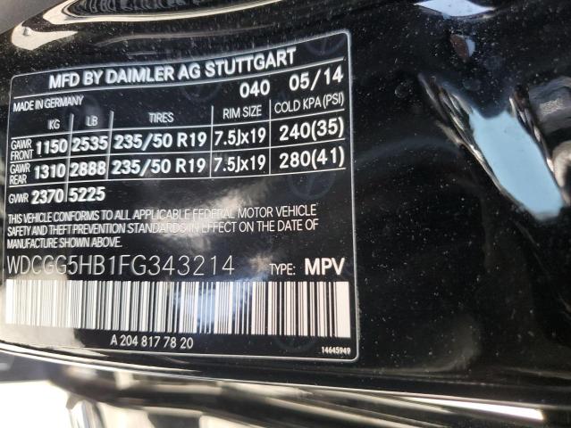 WDCGG5HB1FG343214 - 2015 MERCEDES-BENZ GLK 350 BLACK photo 13