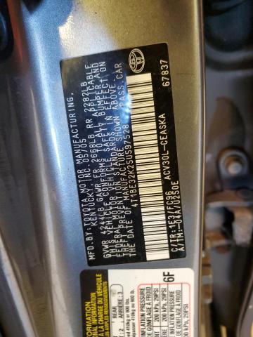 4T1BE32K25U597528 - 2005 TOYOTA CAMRY LE GRAY photo 12