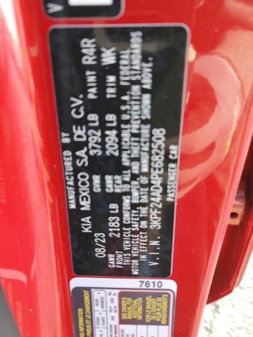 3KPF24AD4PE682508 - 2023 KIA FORTE LX RED photo 12