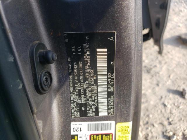 5TDYK3DC5FS585487 - 2015 TOYOTA SIENNA XLE GRAY photo 13