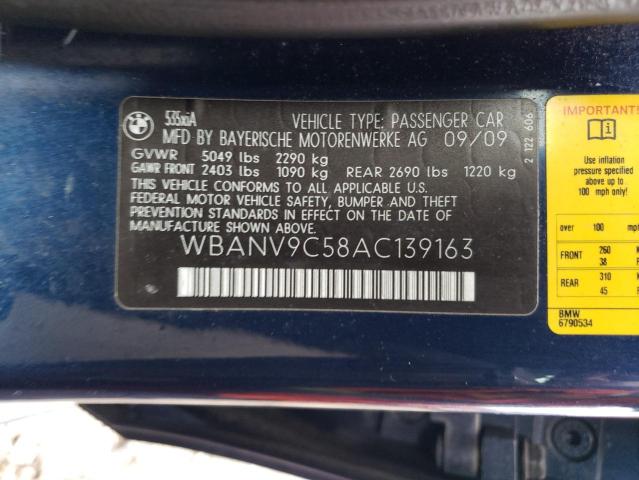 WBANV9C58AC139163 - 2010 BMW 535 XI BLUE photo 12