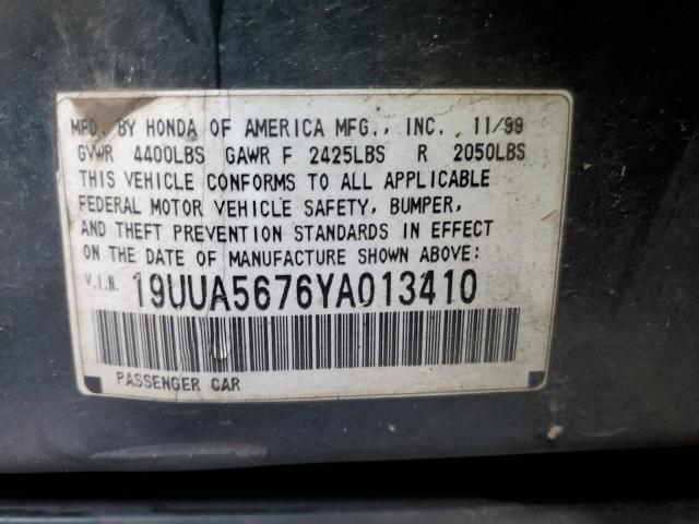 19UUA5676YA013410 - 2000 ACURA 3.2TL GREEN photo 12