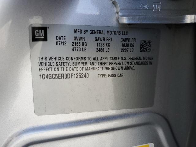 1G4GC5ER0DF126240 - 2013 BUICK LACROSSE SILVER photo 12