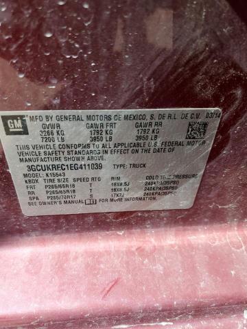 3GCUKREC1EG411039 - 2014 CHEVROLET 1500 K1500 LT MAROON photo 12