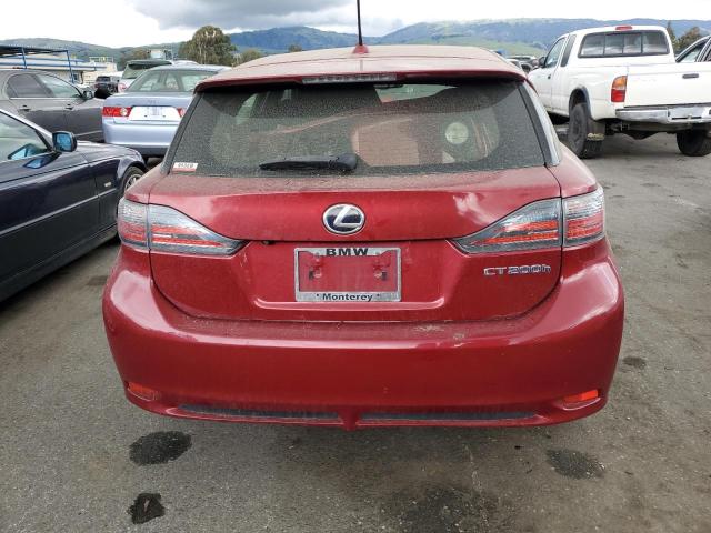 JTHKD5BHXC2080461 - 2012 LEXUS CT 200 RED photo 6