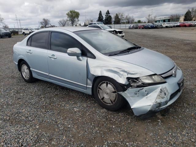 JHMFA36207S010834 - 2007 HONDA CIVIC HYBRID BLUE photo 4