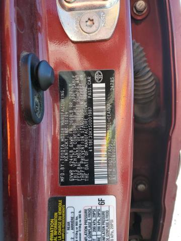 4T1BE30KX5U001987 - 2005 TOYOTA CAMRY LE RED photo 12