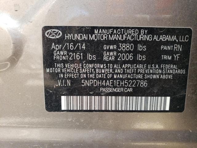 5NPDH4AE1EH522786 - 2014 HYUNDAI ELANTRA SE GRAY photo 12