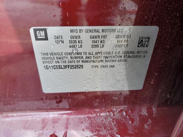 1G11C5SL3FF252629 - 2015 CHEVROLET MALIBU 1LT 勃艮第红 照片 12