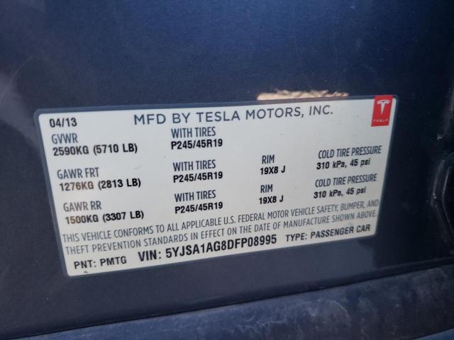 5YJSA1AG8DFP08995 - 2013 TESLA MODEL S GRAY photo 12